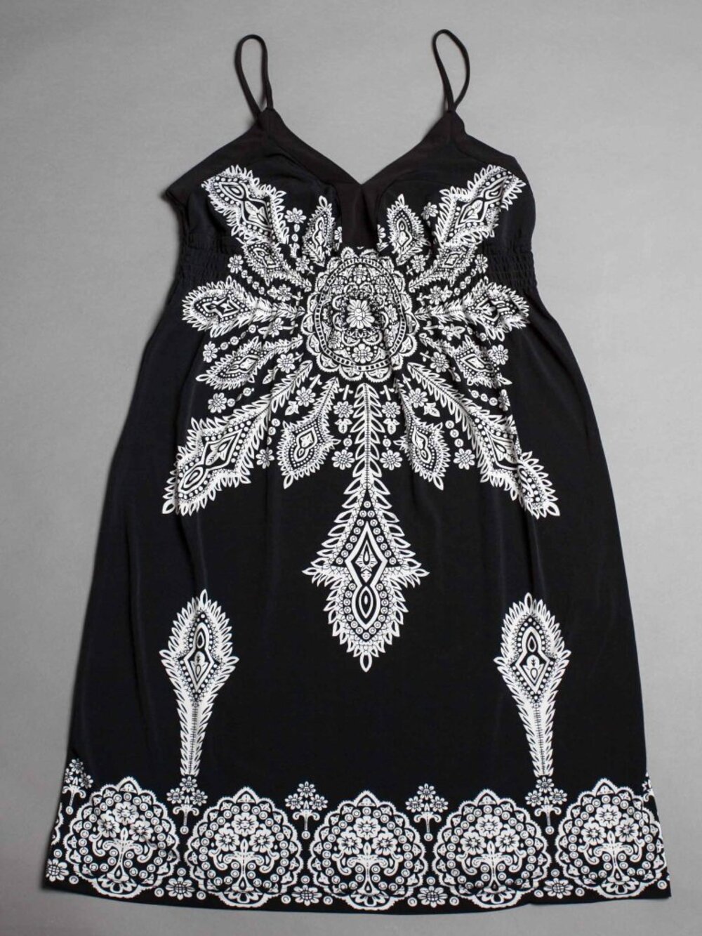 Tristan Mandala Black & White Spaghetti Strap Dress Size S
